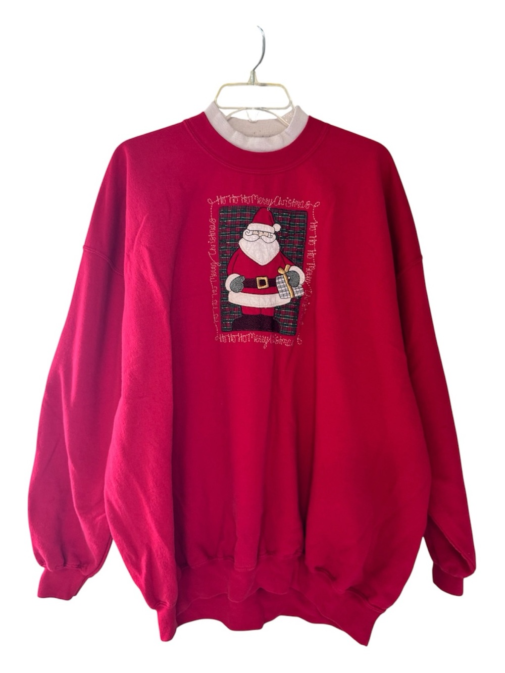 Vtg 90s Christmas Santa Claus Red Crewneck Sweatshirt XXXL